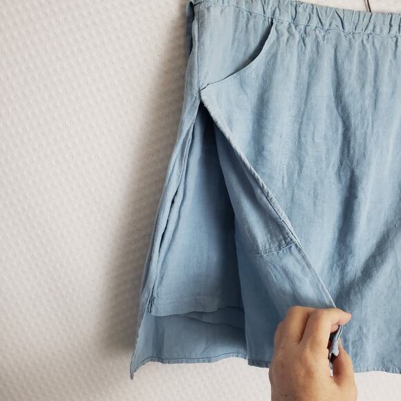 The Wheat Collection 100% Linen‎ Skort Skirt Womens Small Blue Mini Beach Tennis - Picture 6 of 10